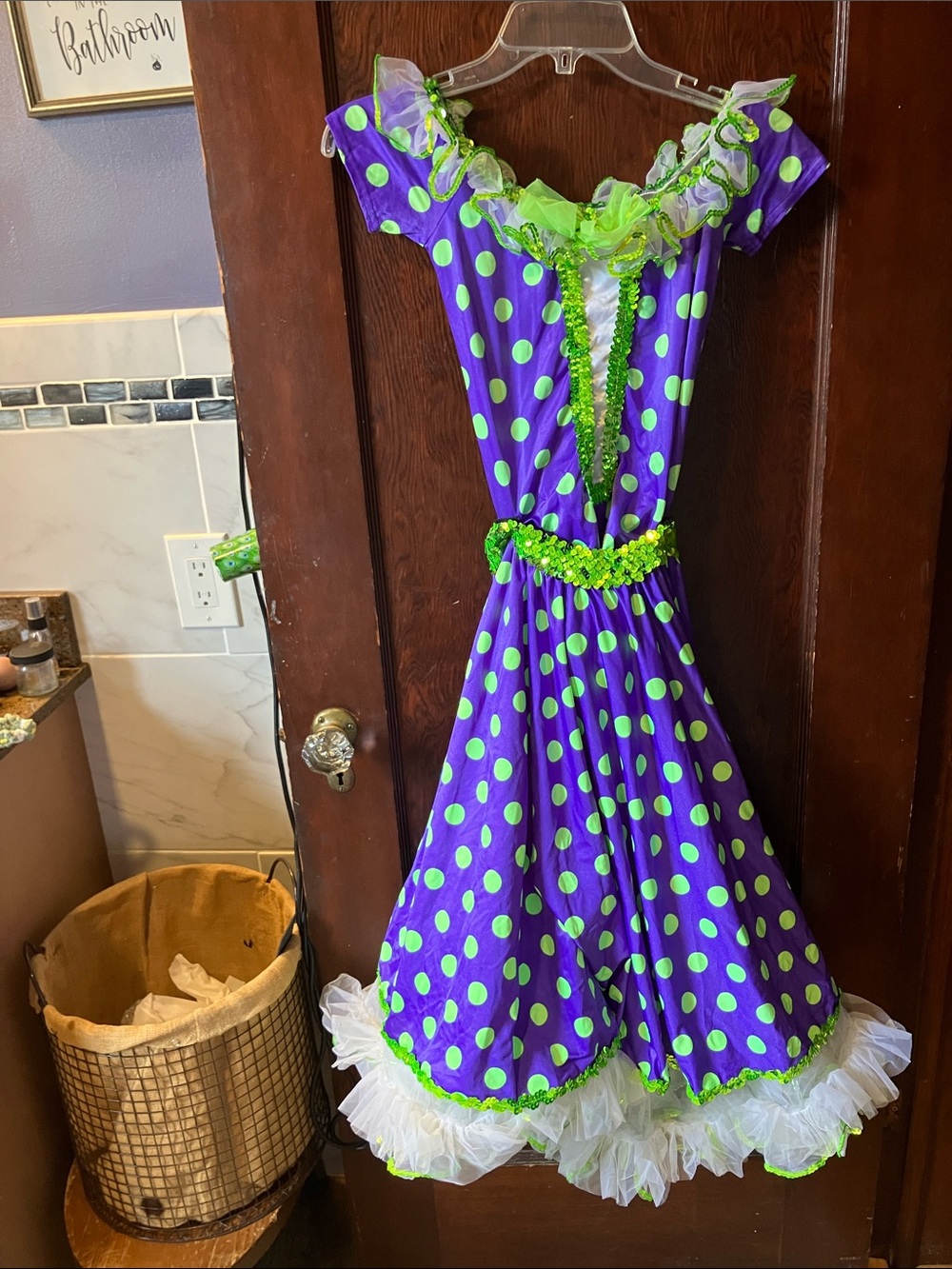 Lime Green Polka Dot Party Costume Dress Womens